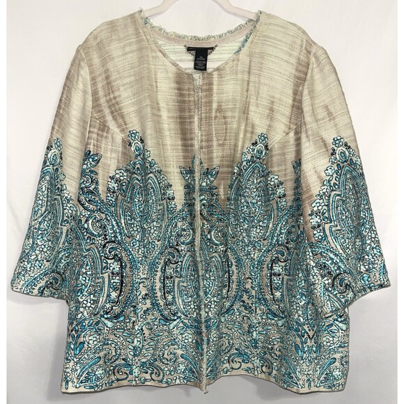 Catherines Dress Jacket Cotten Blend Shag Hem Open Front Women’s Size 2X 22/24 - Picture 1 of 6